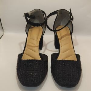 Kelly & Katie Black Plaid Ankle Buckle Heels Size 7M